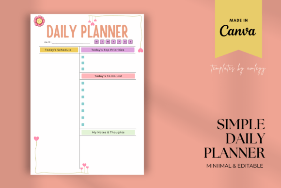 Download Simple Daily Planner Template Printable - Premium Bundle