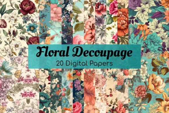 Download Floral Decoupage Digital Papers Pack - Premium Resources